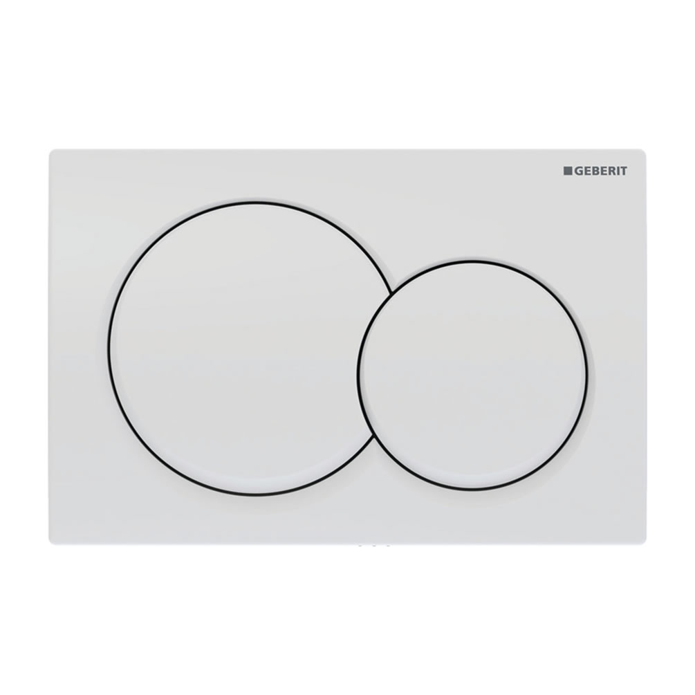 Cutout image of Geberit Alpha01 Round White Alpine Dual Flush Plate